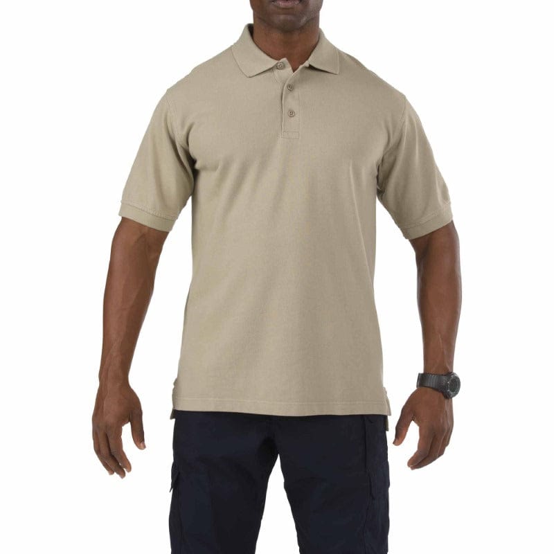 5.11 Professional Short Sleeve Polo Silver Tan Front