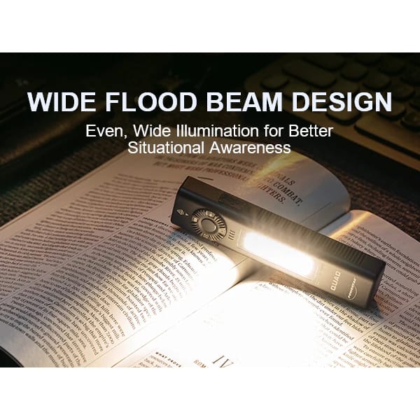 POWERTAC QUAD 2000 Lumen Flashlight | 4-in-1 Flat Design | USB-C Rechargeable | Green Laser + UV + Warm Side Light | Brightest Multi-Beam Tactical Light