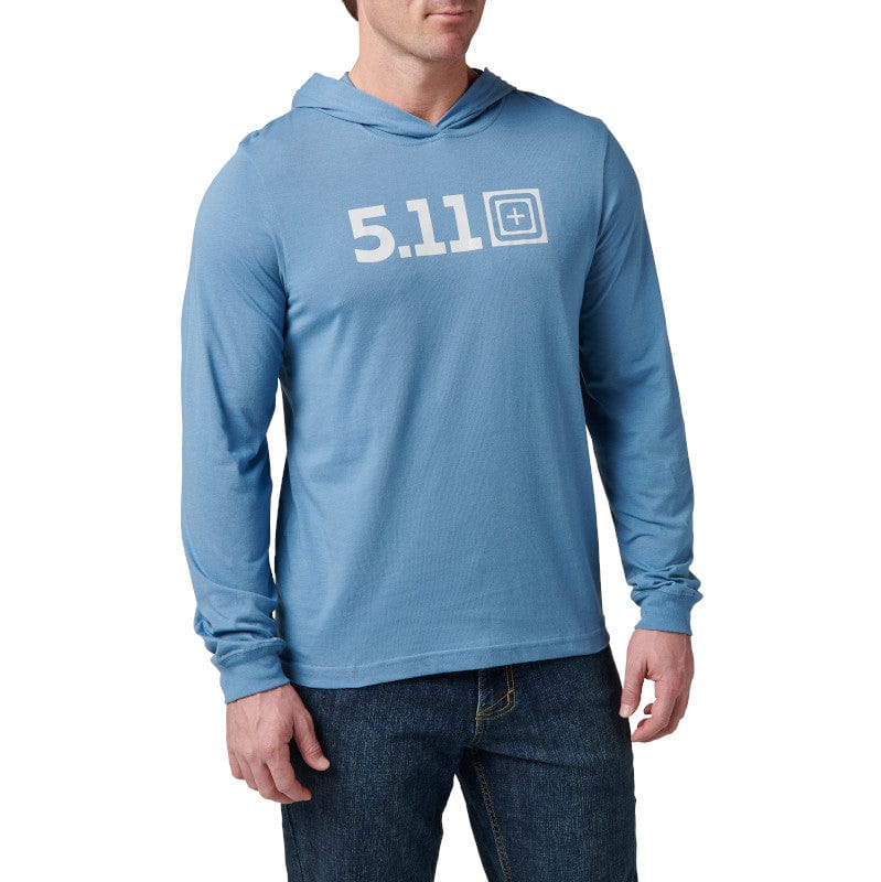5.11 Hooded L/S Tee Mineral Blue Front