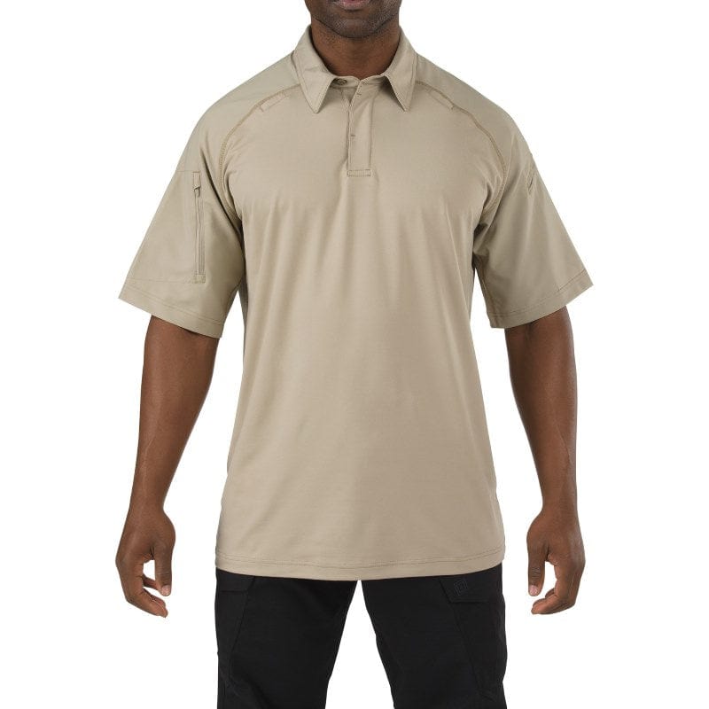 5.11 Rapid Performance Short Sleeve Polo Silver Tan Front