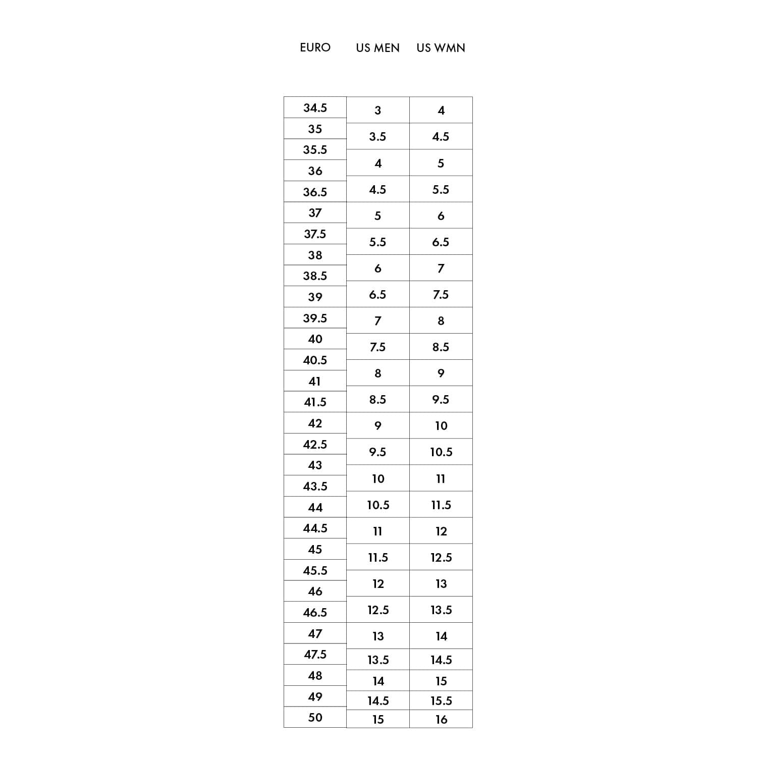 Scarpa Sizing Chart