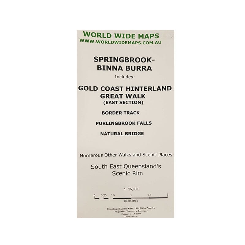 World Wide Maps Springbrook Binna Burra Topographic Map-3