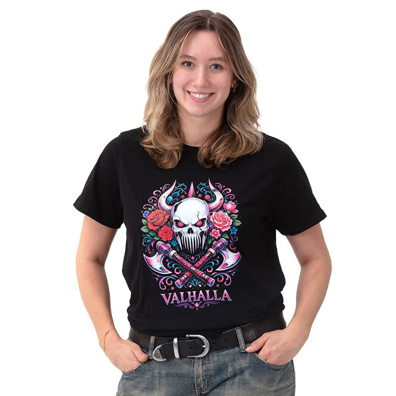 Valhalla Floral Crossed Axe Tee