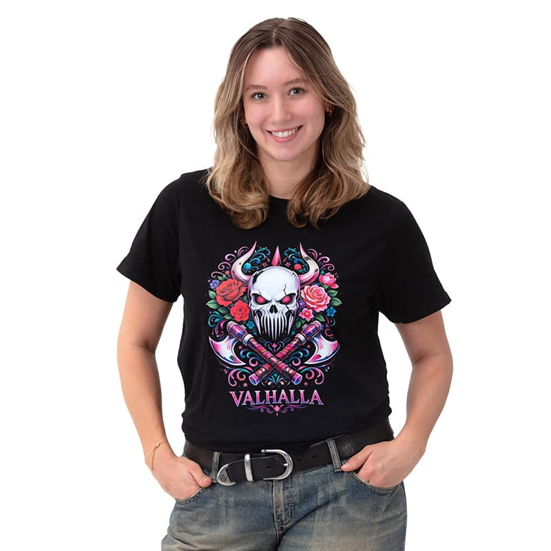 Valhalla Floral Crossed Axe Tee
