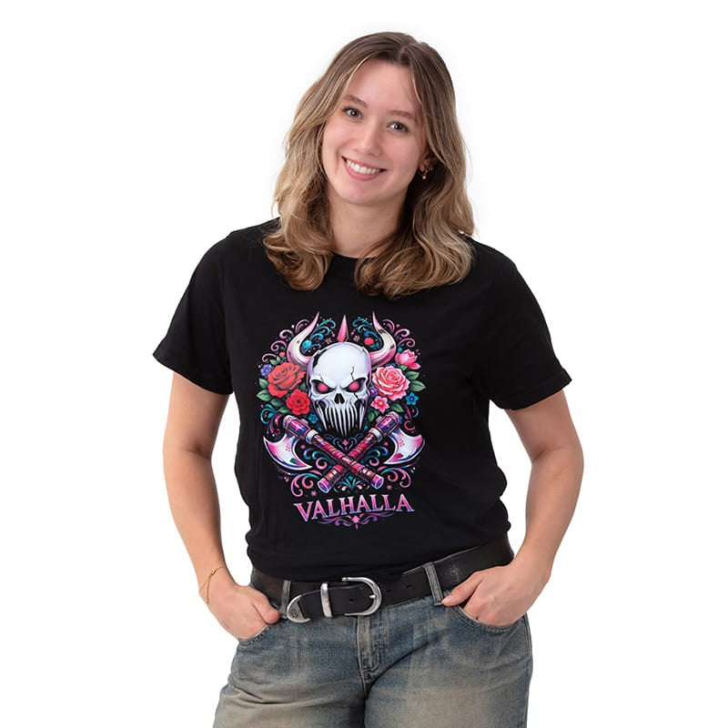 Valhalla Floral Crossed Axe Tee
