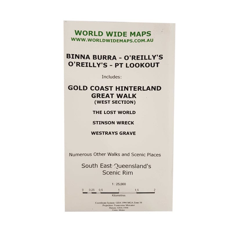 World Wide Maps Binna Burra - O'Reillys Map