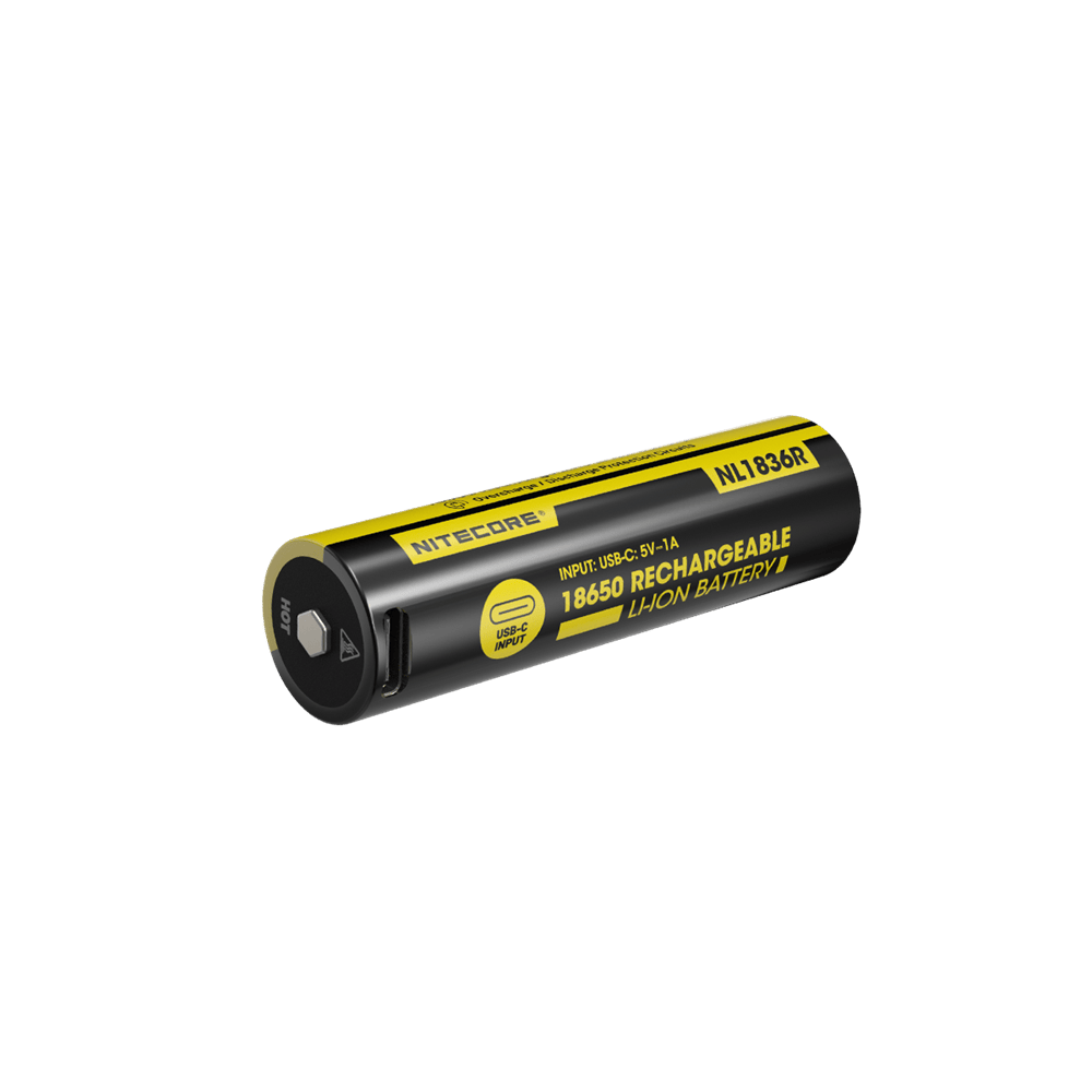 Nitecore 18650 Li-ion Battery, USB-C Rechargeable, 3.6V 3600mAh
