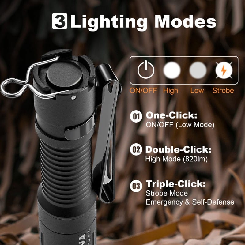 Powertac E3R Nova - 820 Lumen Rechargeable Flashlight