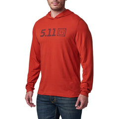 5.11 Hooded L/S Tee Red Ochre Front
