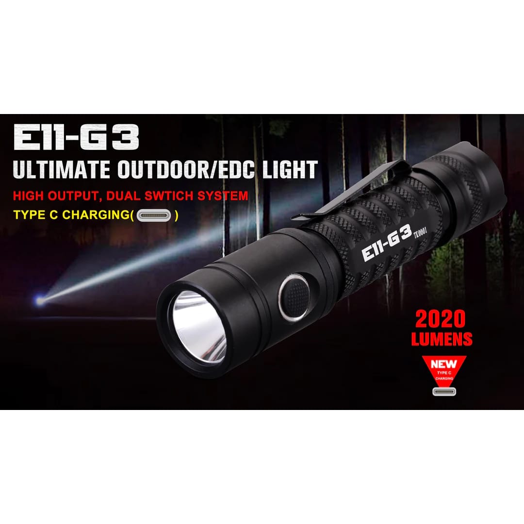 Powertac E11 Gen3 2020 Lumen Rechargeable EDC Flashlight