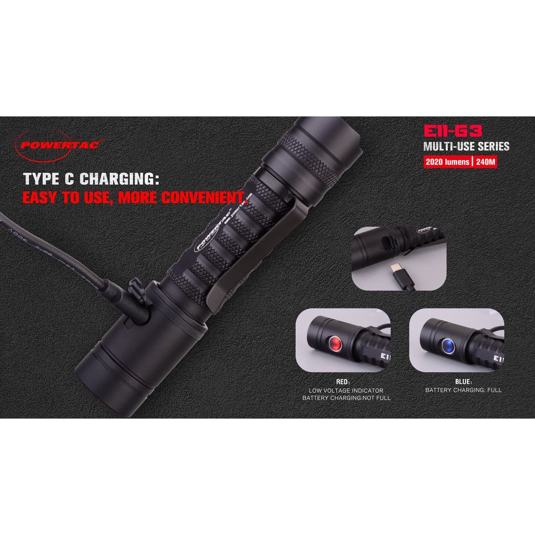 Powertac E11 Gen3 2020 Lumen Rechargeable EDC Flashlight
