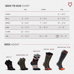 Fatigue Fighter Lightweight Over-The-Calf Military Sock Size Chart