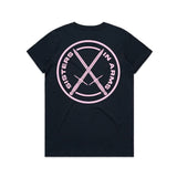 Sisters in Arms Protect Serve Conquer Ladies Tee - Black With Coloured Logo