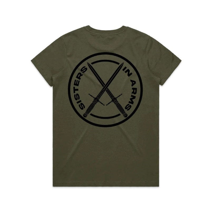 Sisters in Arms Protect Serve Conquer Ladies Tee - Black Logo