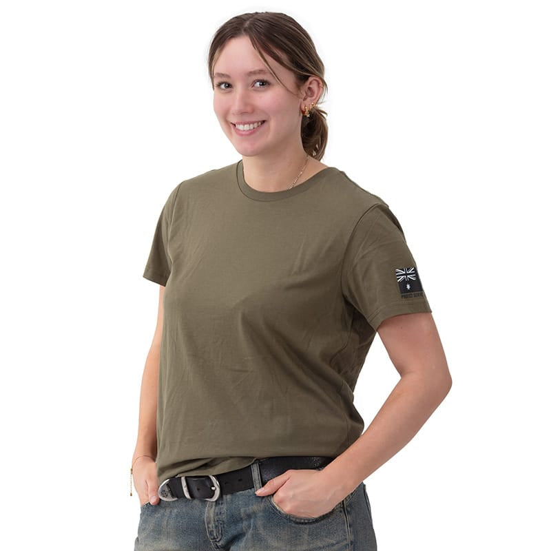 Sisters in Arms Protect Serve Conquer Ladies Tee - Black Logo