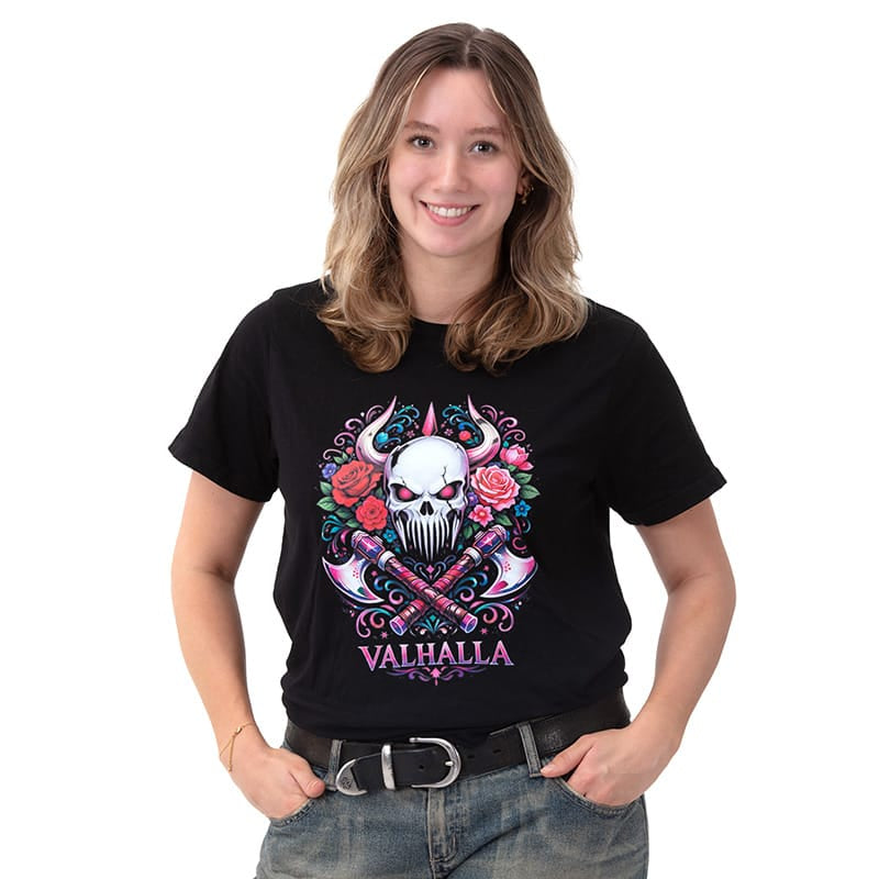 Valhalla Floral Crossed Axe Tee