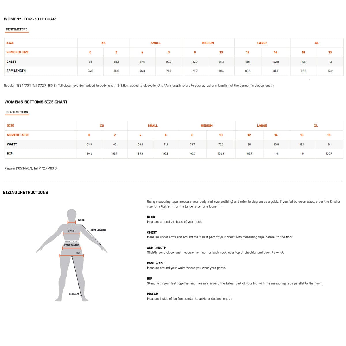 5.11 Women's Stryke Long Sleeve Shirt Sizing Chart