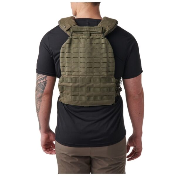 Back view of a man wearing 5.11 TacTec Plate Carrier - Olive Green
