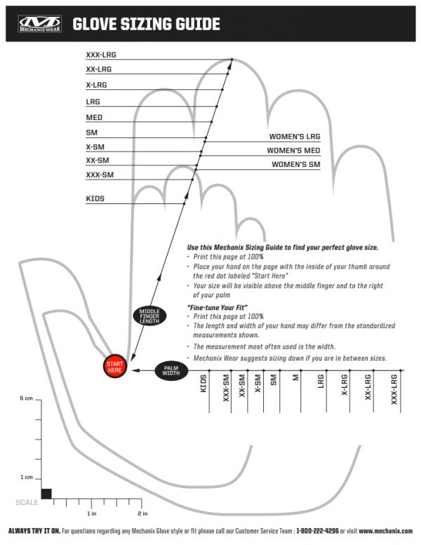 Mechanix FastFit Gloves - Sizing Guide 2