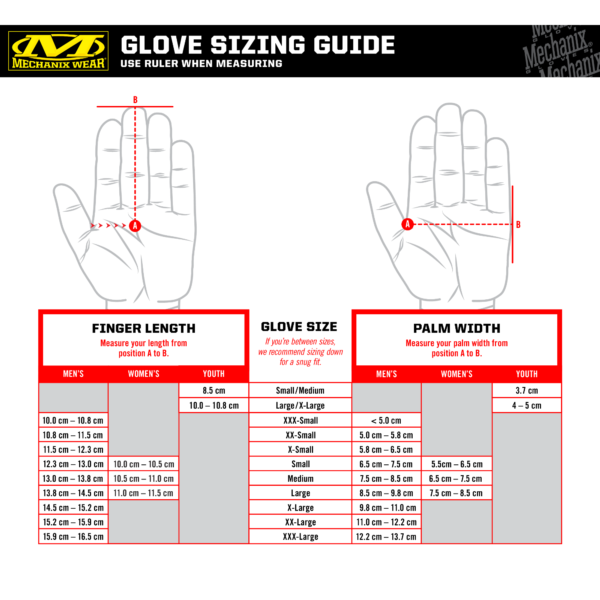 Mechanix FastFit Gloves - Size Guide