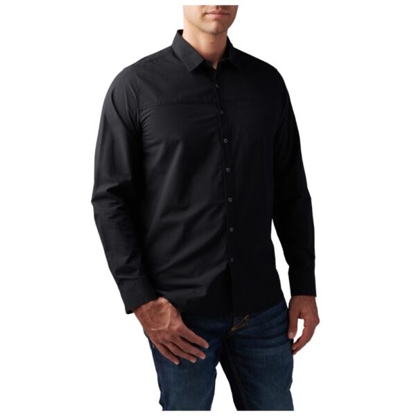 5.11 Igor Solid Long Sleeve Shirt - Black - Front Left Side 2