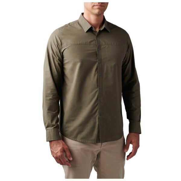 5.11 Igor Solid Long Sleeve Shirt - Ranger Green - Front Left Side 2